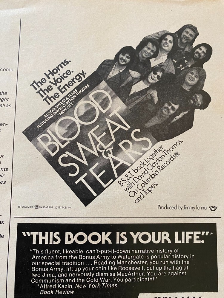 Blood, Sweat and Tears, Vintage Promotional Ad