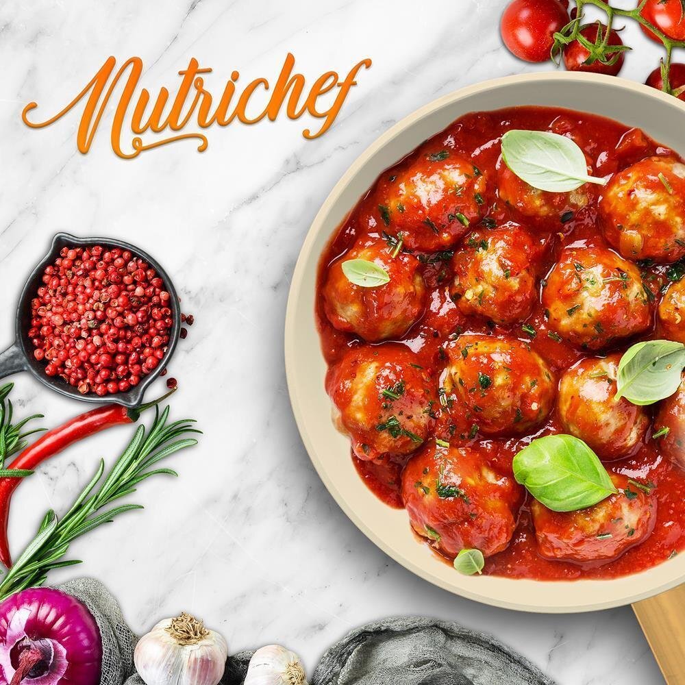 Nutrichef 10'' Medium Fry Pan-Non-stick Pan w/ Silicone Handle Interior