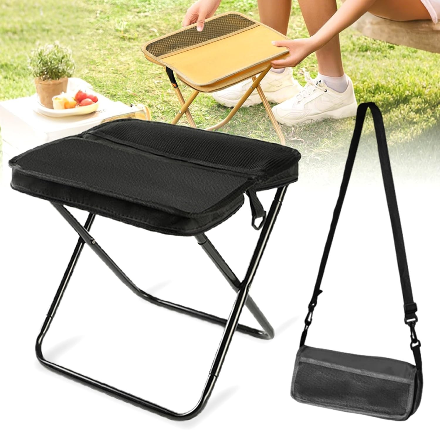 Portable Foldable Backpack Stool,Foldable Travel Stool Bag,Carry Outdoor Chair