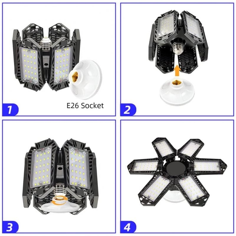 12000000LM LED Garage Light Super Bright Work Shop Ceiling Light Deformable Bulb