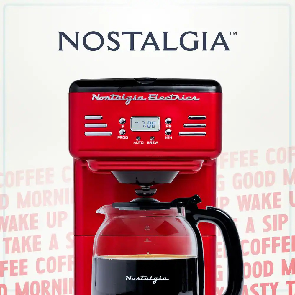 12 Cup Retro Coffee Maker in Red