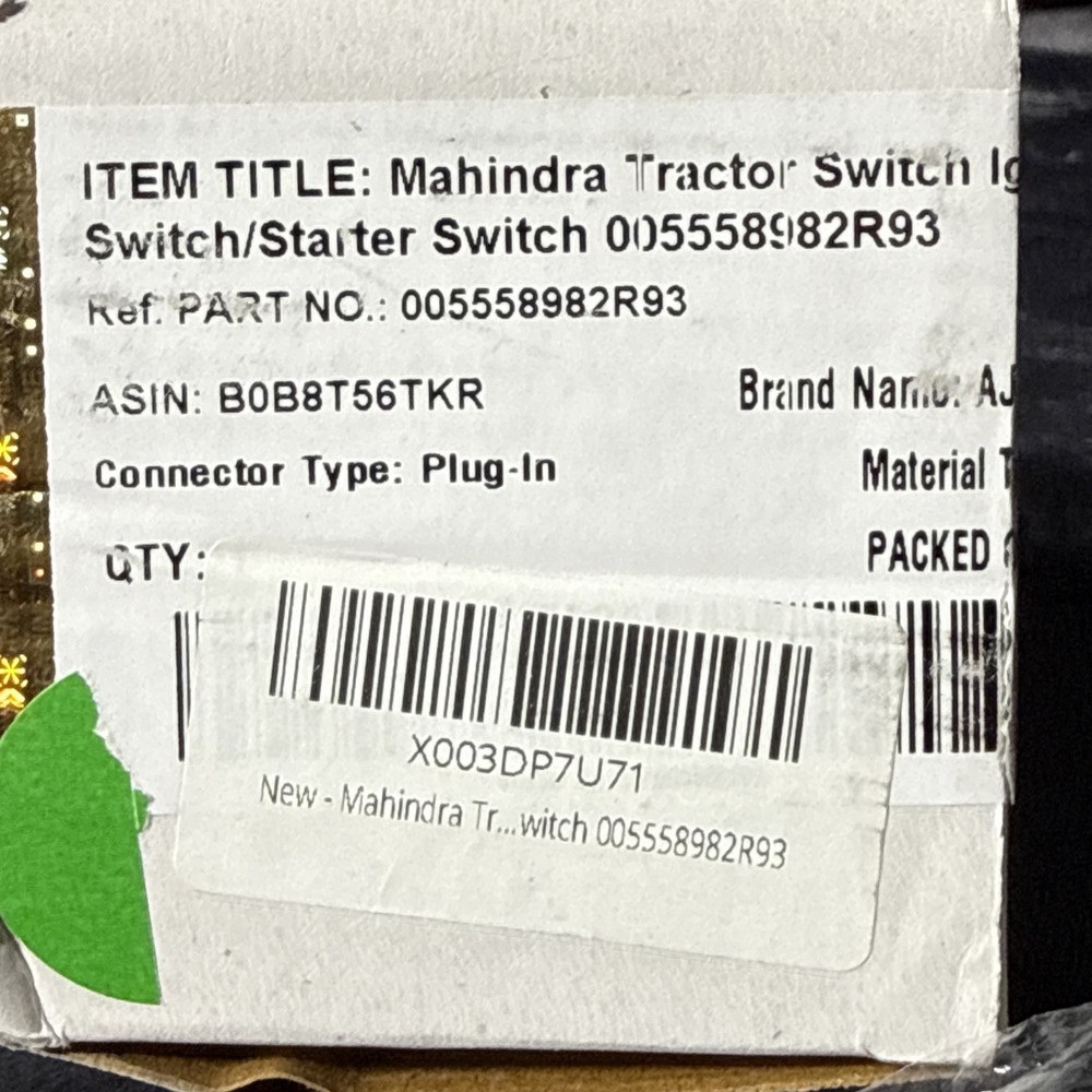 MAHINDRA TRACTOR IGNITION/ STARTER SWITCH 005558982R93 NEW OPEN BOX