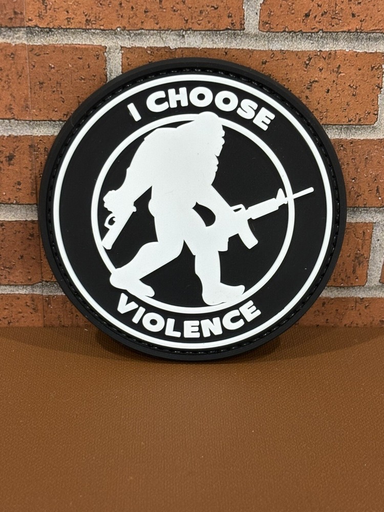 Tactical Morale Patch, PVC Bigfoot Patch, Sasquatch I Choose Violence Gun Patch