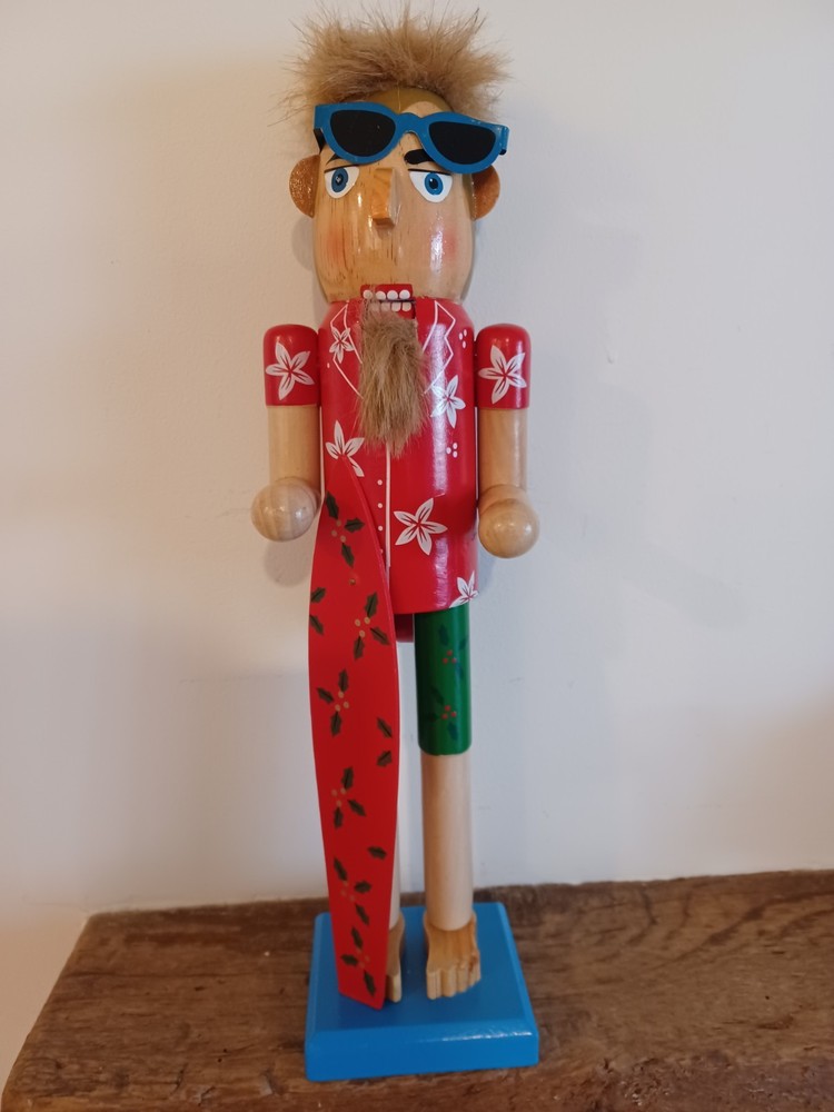 Surfer NUTCRACKER Figurine Holiday Decor.  14 Inch Height