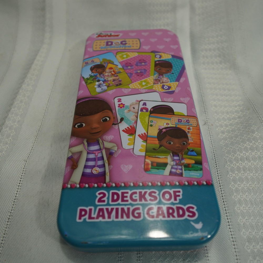 Disney Doc McStuffins 2 Decks Playing Cards Tin Case Cardinal New Disney Junior