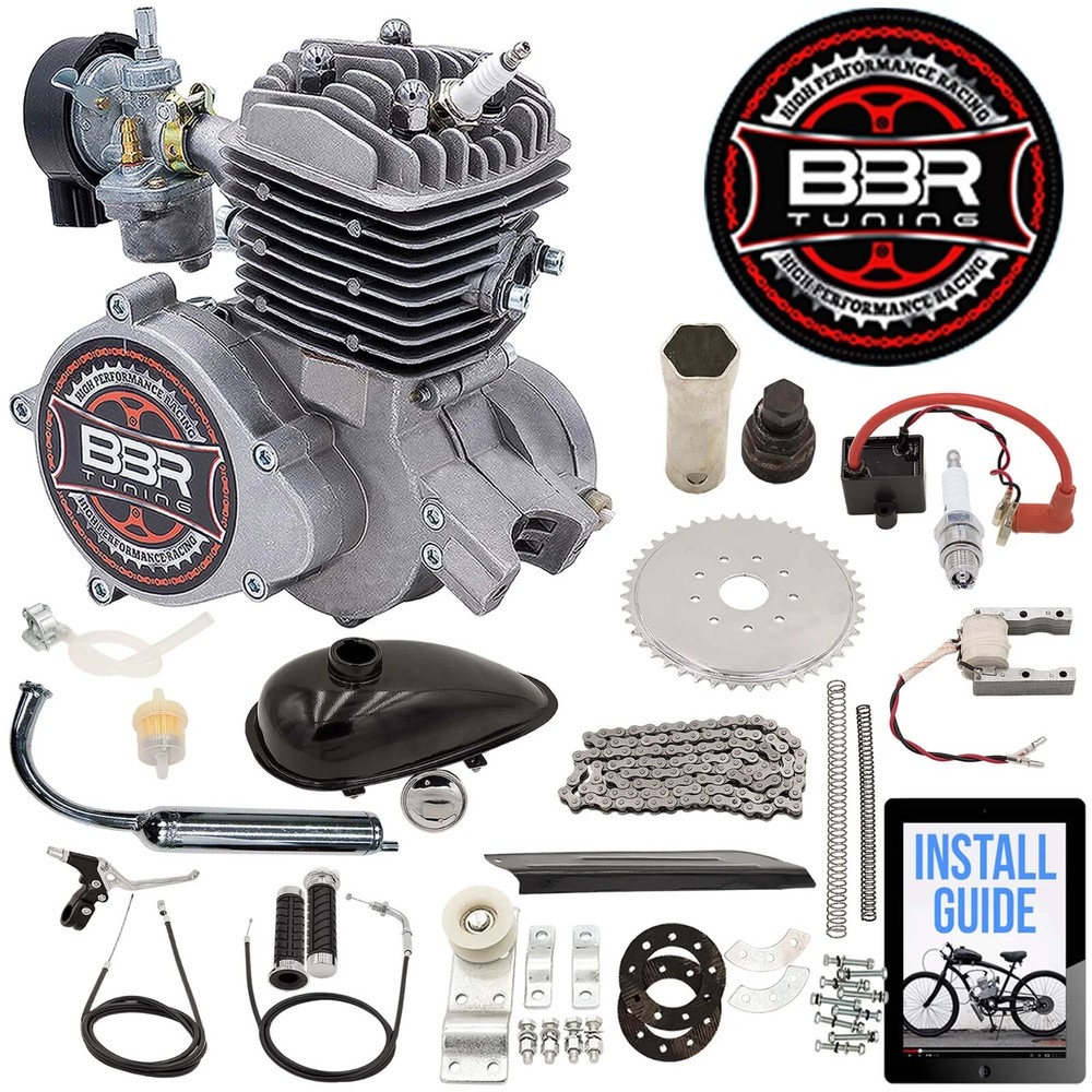 66/80cc BBR Tuning Angle Fire Bicycle Engine Kit - 2 Stroke- SILVER