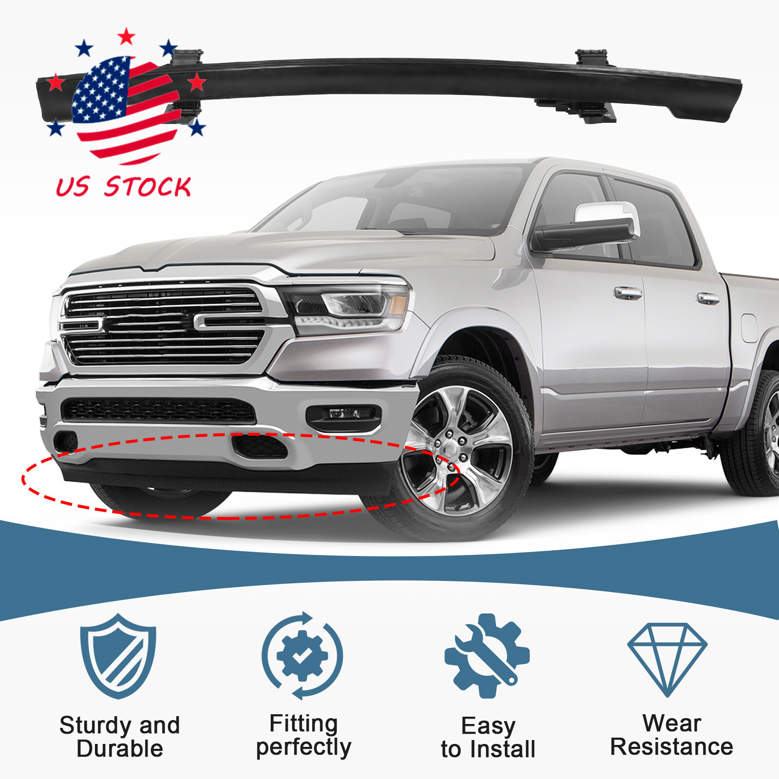 FRONT ACTIVE AIR DAM FOR 2019 2020 2021 2022 2023 RAM 1500 DT 68274406AH