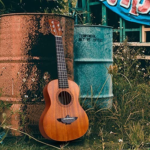 Solid Mahogany Ukulele 26 Inch - Acoustic 5 String for Beginners & Pros