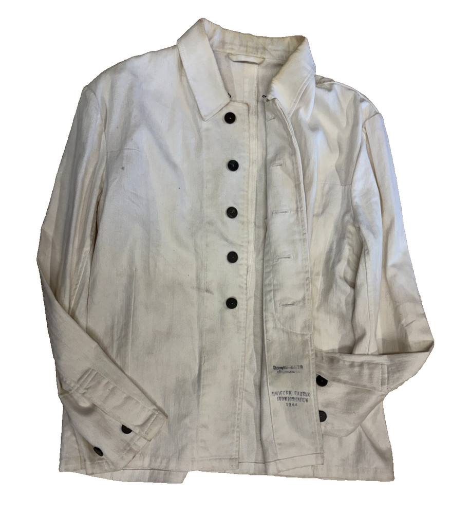 LUFTWAFFE HBT TRAINING UNIFORM, JACKET & TROUSERS. + BRACES, MAKER & DATE 1944