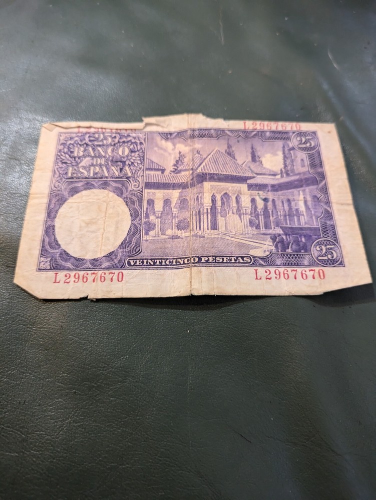 1954 Spain 25 Pesetas Banknote