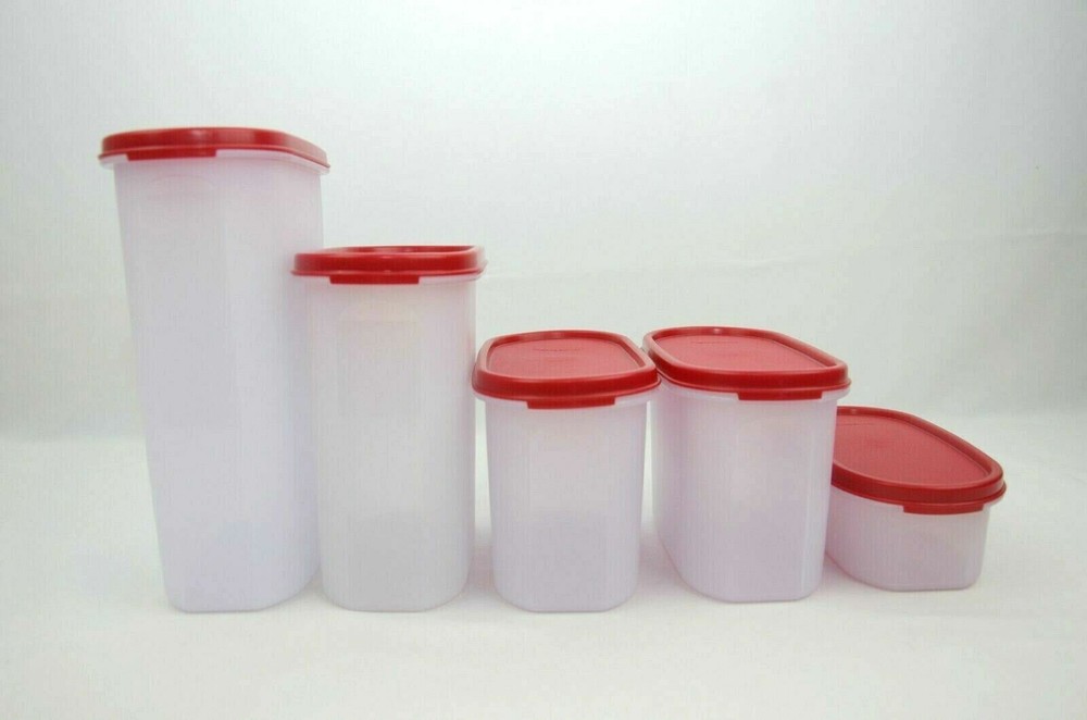 Tupperware Modular Mate 5 Piece Oval Set Red New
