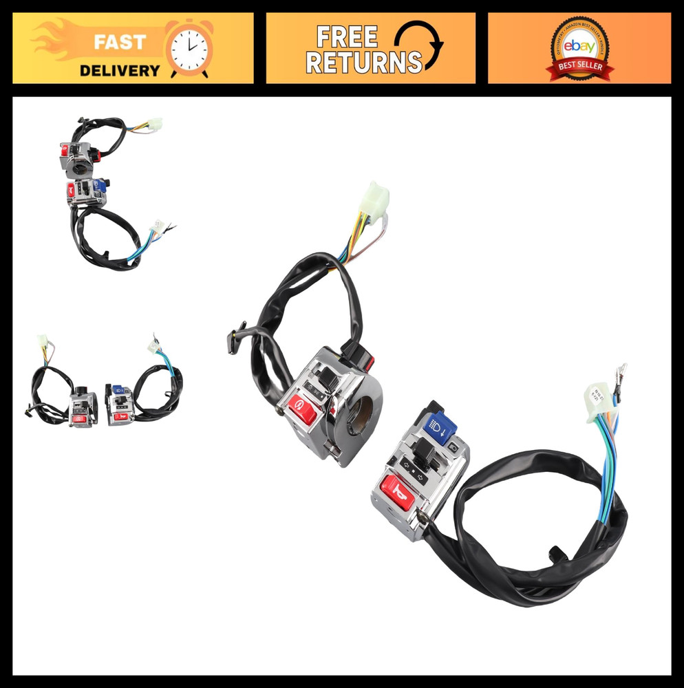 Universal 12V DC Motorcycle Control Switch Set - Left & Right Handlebar Horn, Tu