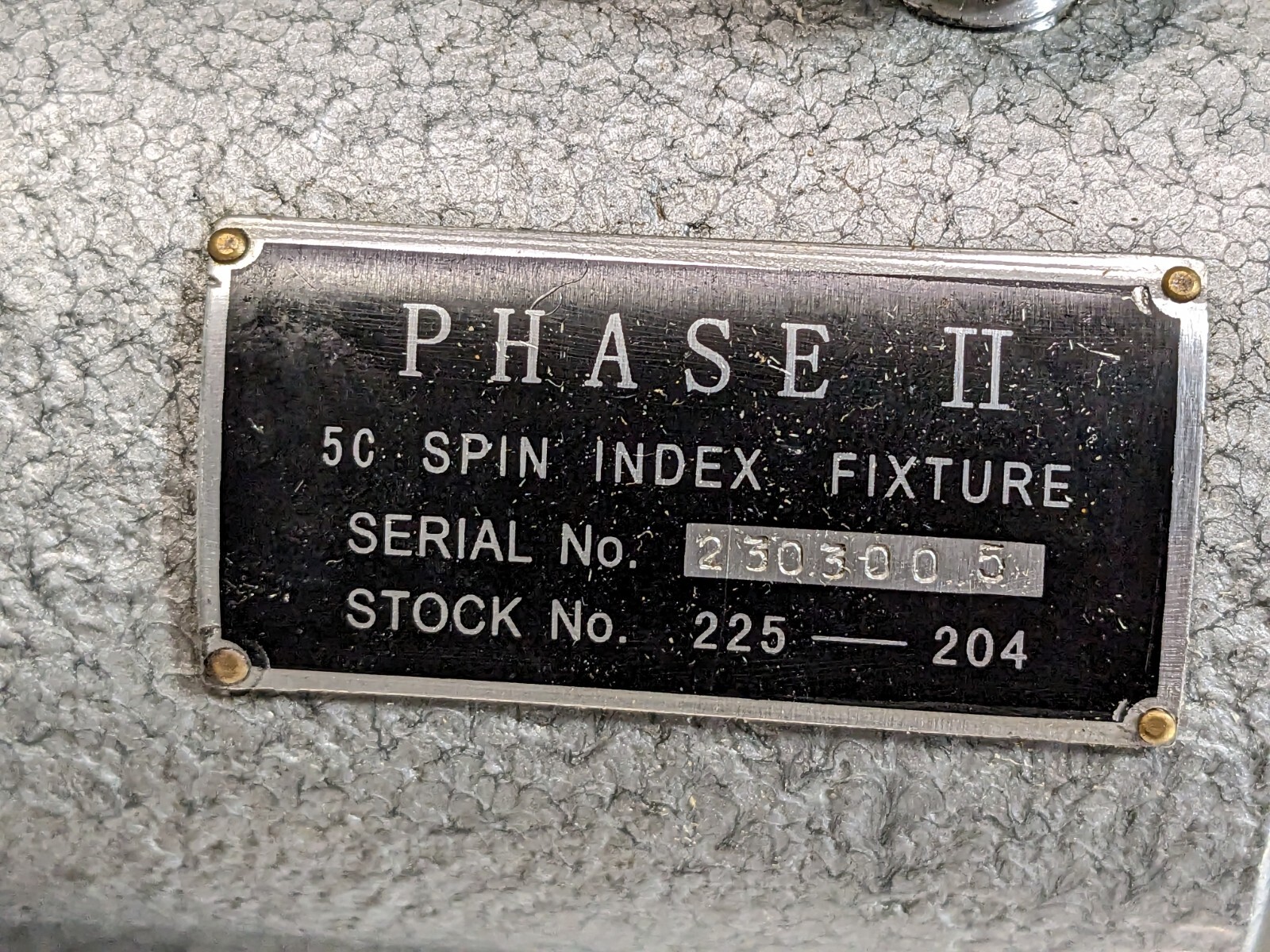 Phase II Spin Index Fixture for 5C Collets 1-1/8" Cap 225-204 Missing Parts