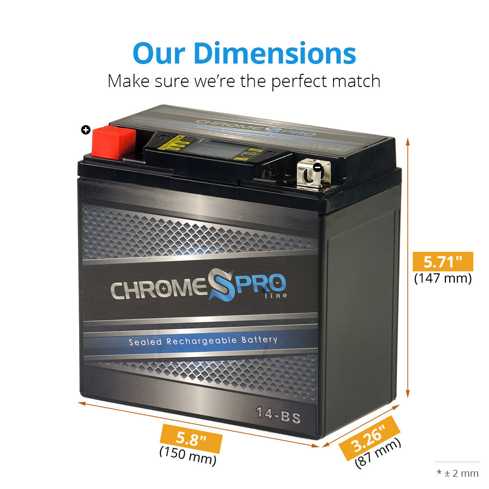 YTX14-BS Chrome Pro Series High Performance iGel Powersport Battery