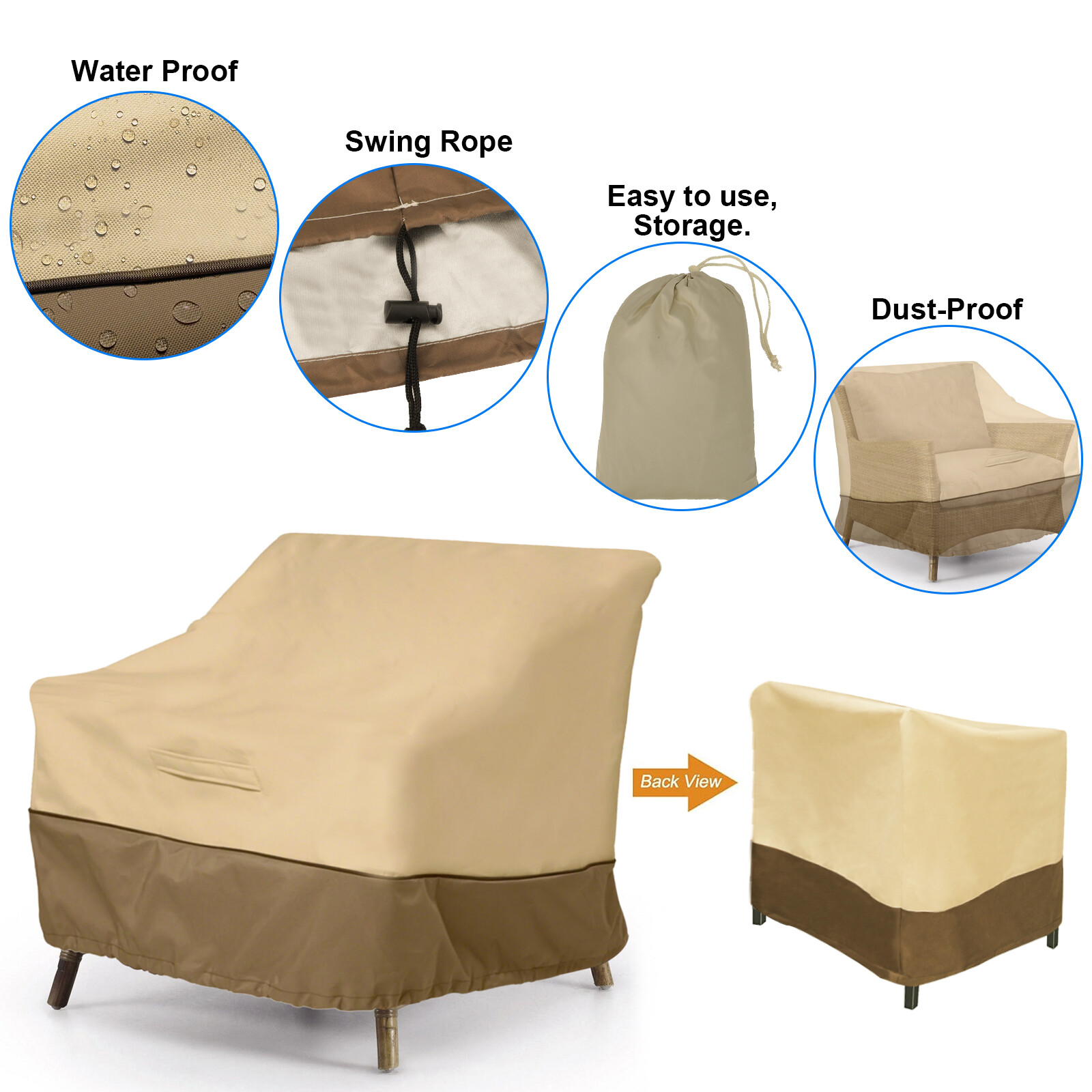 Heavy Duty Patio Chair Cover Waterproof Outdoor Garden Lawn Furniture Protector