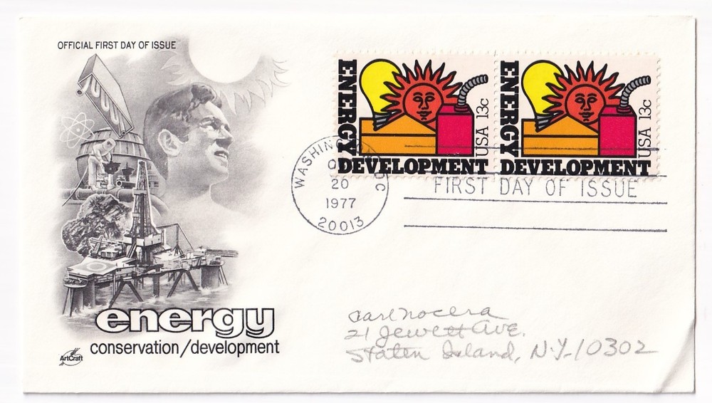 STAMP US SCOTT 1724 "Energy Issue" 13 CENT 1977 FDC PAIR - B
