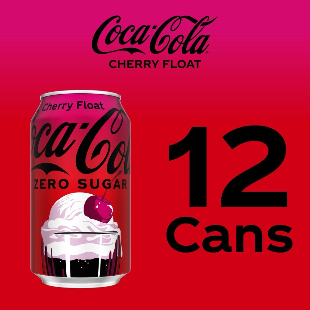 Coca-Cola Zero Sugar Cherry 🍒🍦Float Soda Soft Drink Cans, 12 fl oz, 12 Pack