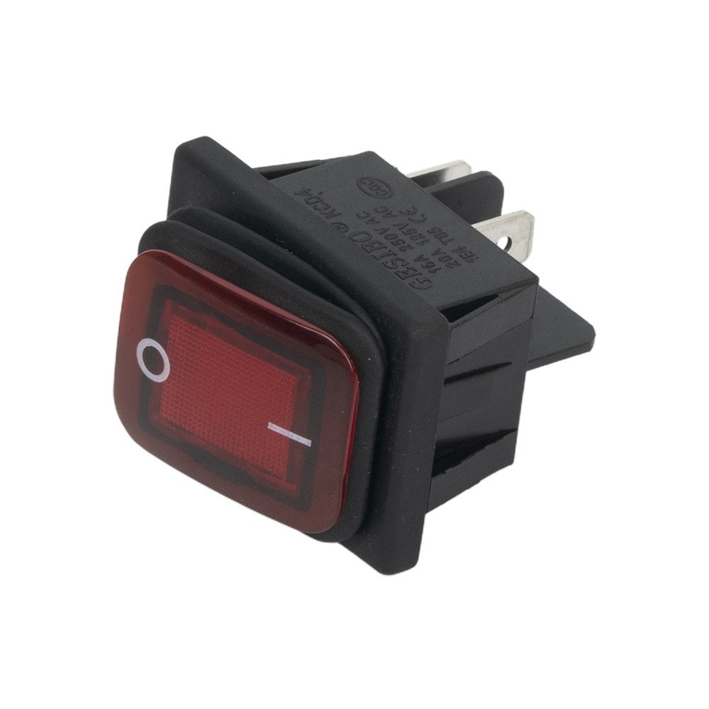 Red Button Illuminated Rectangular Rocker Switch for Waterproof Application