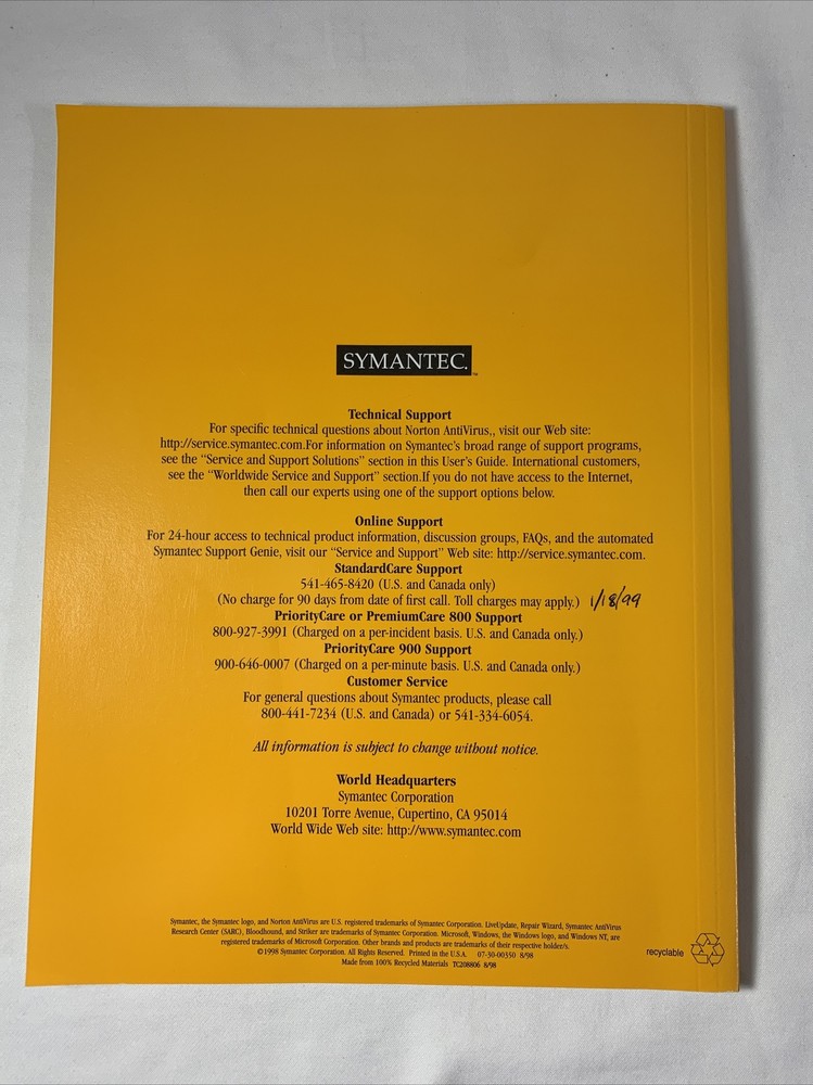 Norton AntiVirus V5.0 User’s Guide Paperback