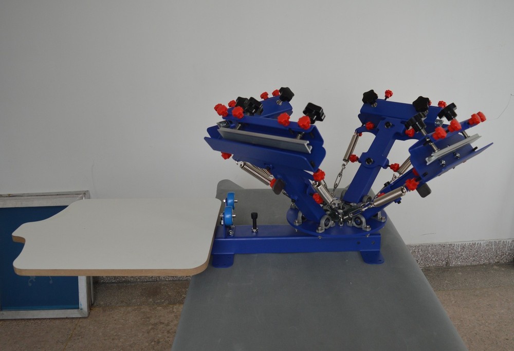 4 Color 1 Station Screen Printing Machine Micro-adjust Press Printer ROTARY