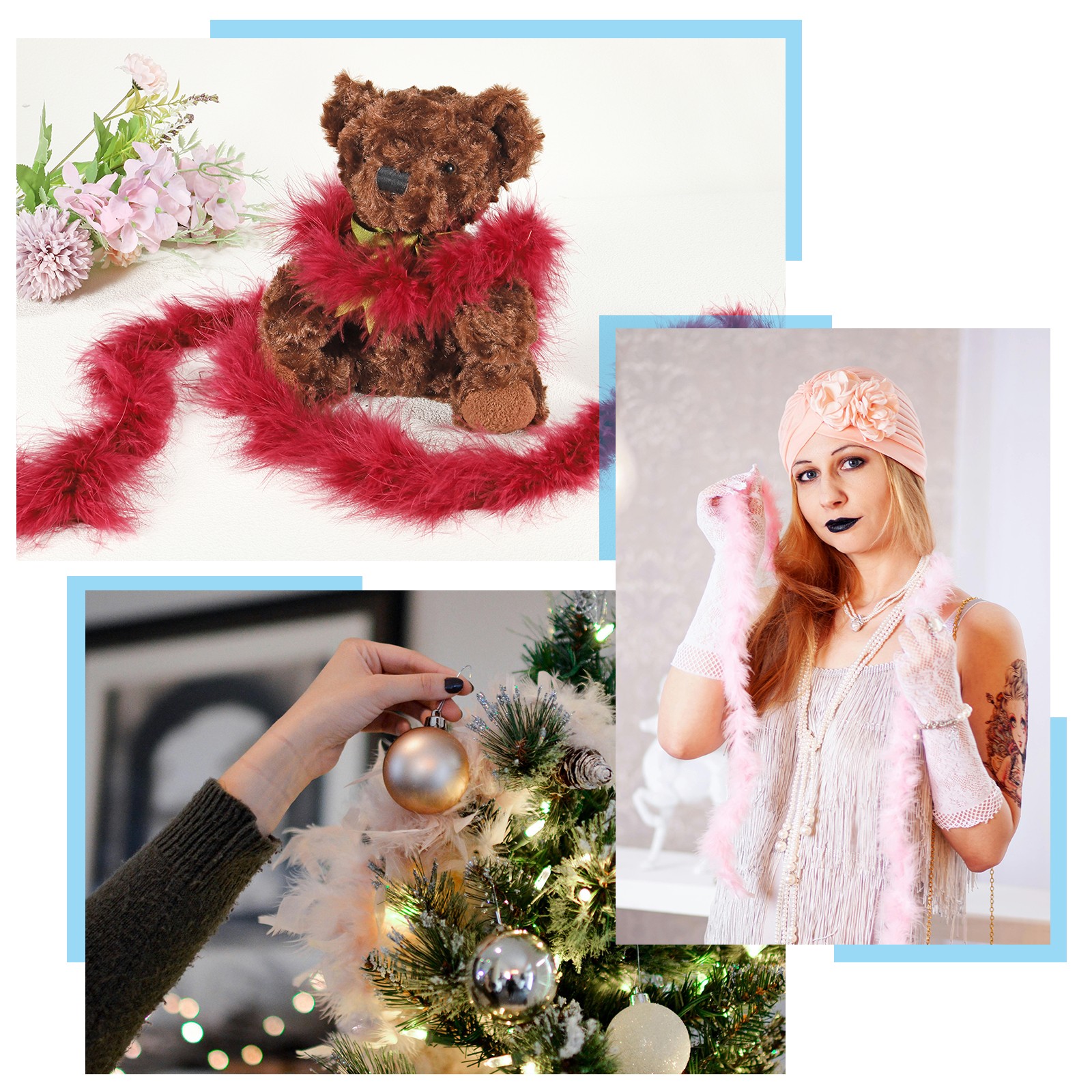 1 Pcs 6.6 Ft Feather Boas Feather for DIY Craft Sewing Trim Party Purple Pink