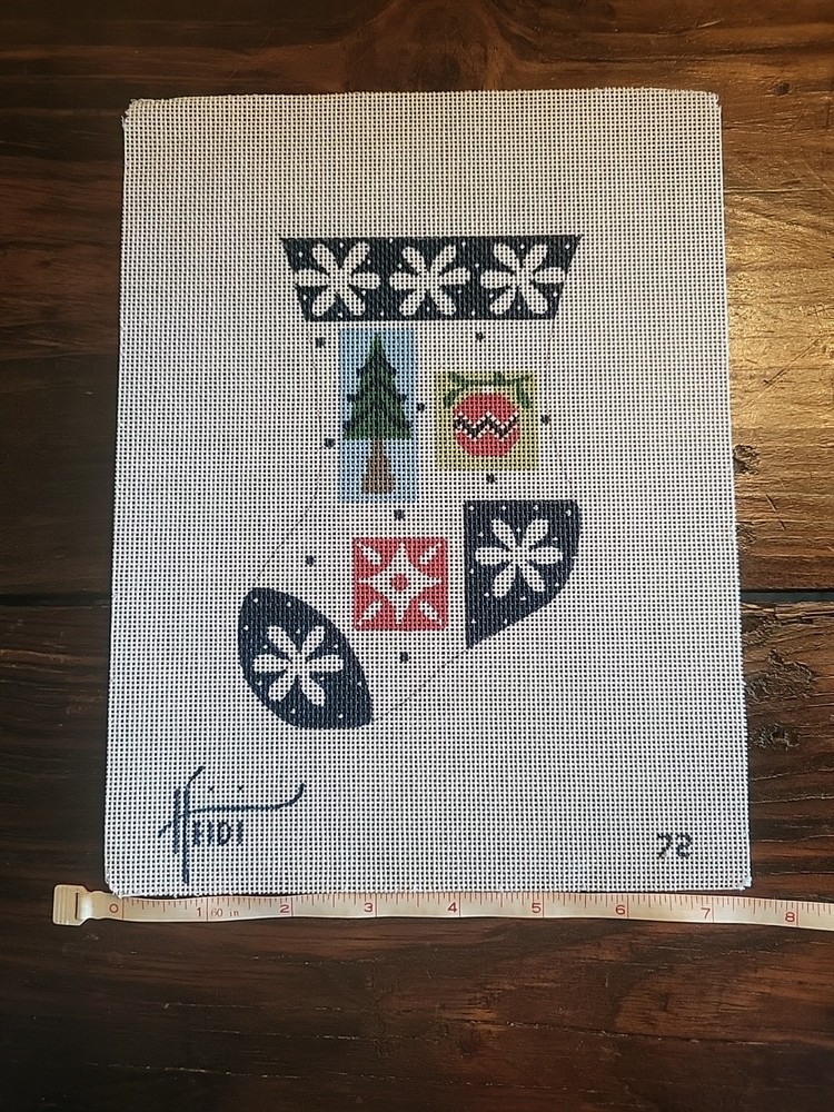 Navy Patchwork Mini Stocking Needlepoint Canvas By Heidi Stanley