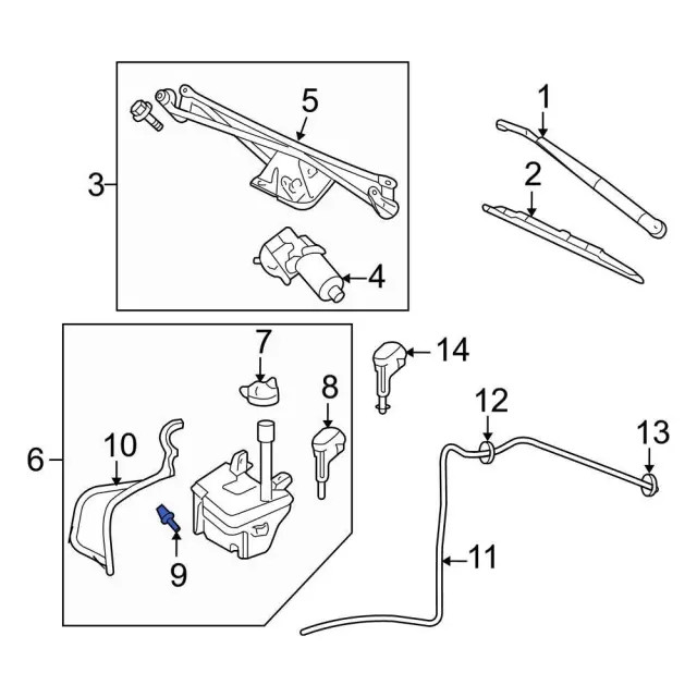 Genuine Ford Windshield Washer Pump Grommet E6FZ-17B610-A