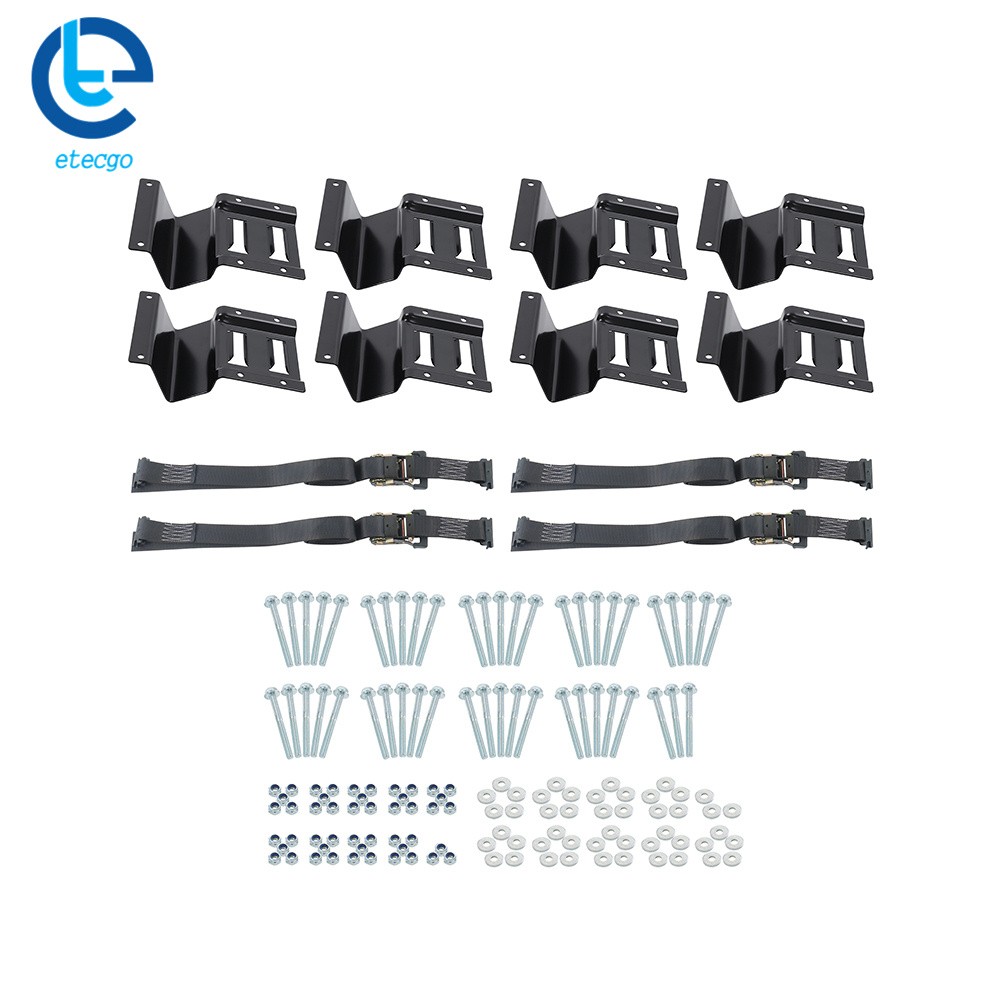 Black Wheel Chock and Ratchet Strap Bundle 2 Sets 9ft With Storage Bag For Van