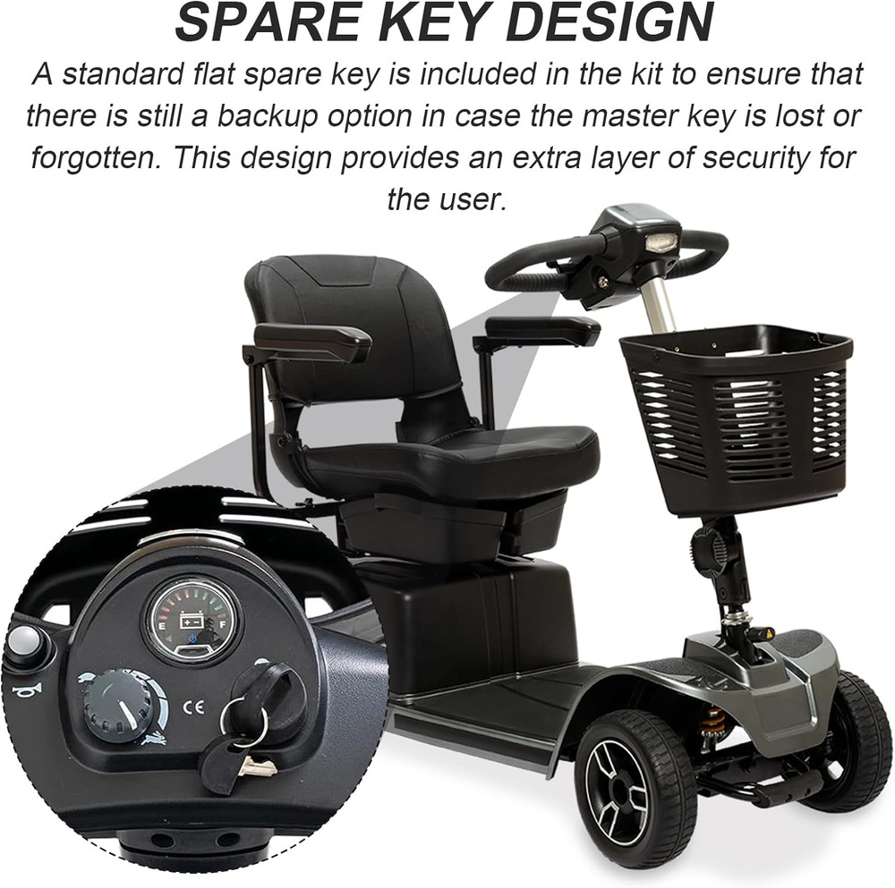 For Pride Mobility Scooter Replacement Key Set, Deluxe Easy Pull Key for Pride G