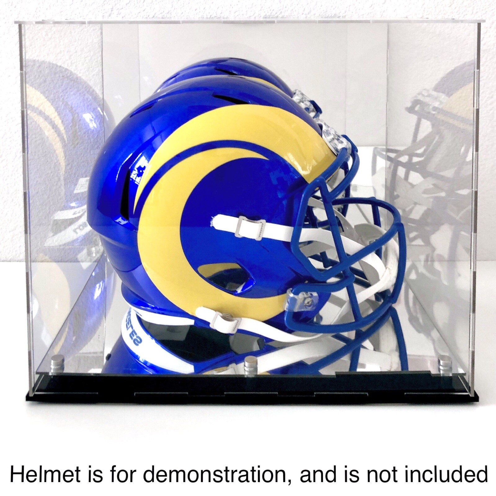 Full Size Acrylic Football Helmet Display Case with Back Mirror & Mirror Base