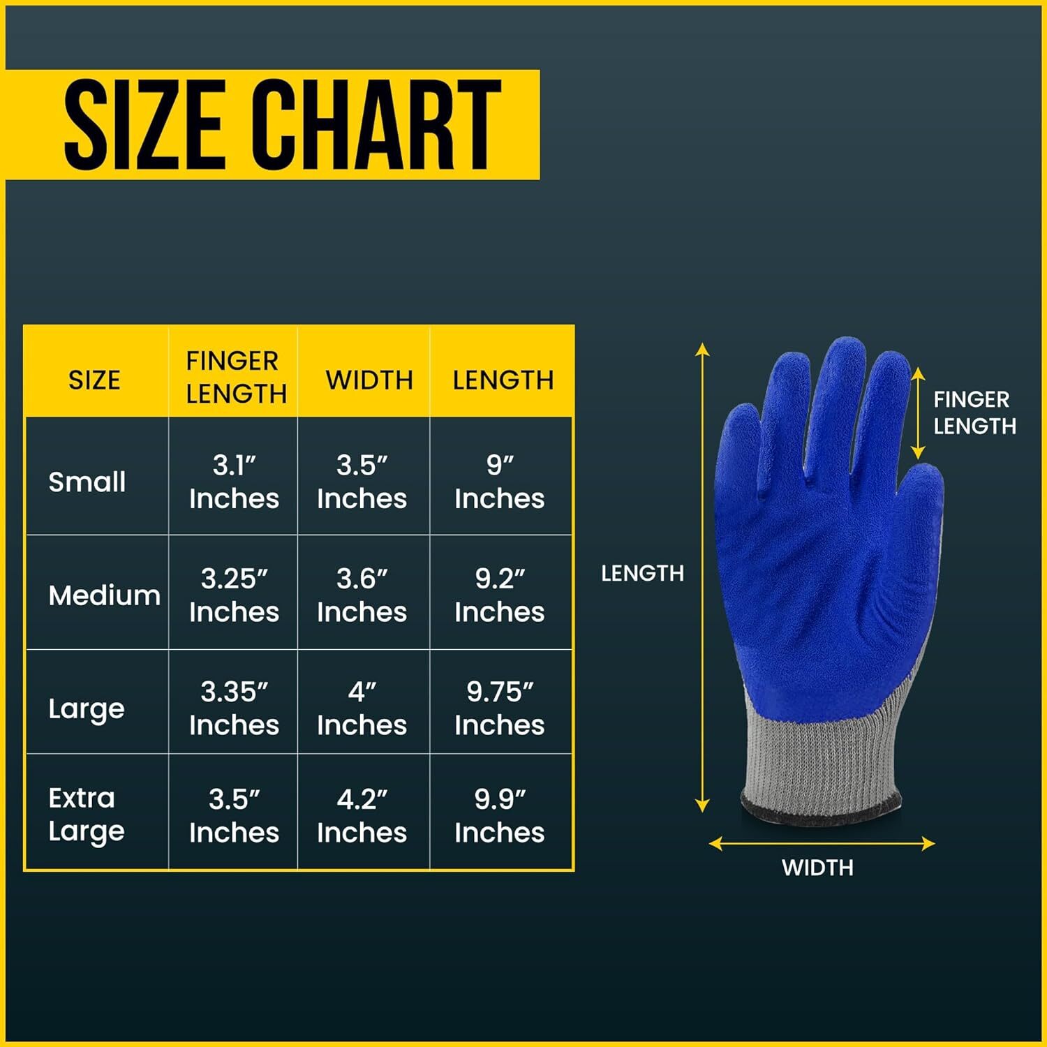 120 Pairs, Blue Latex Coated, Work Gloves, Textured Grip Gloves for Men/Women