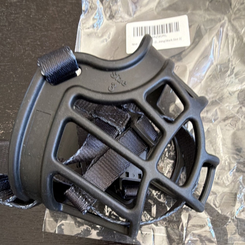Dog Muzzle Black Size 3 Plastic Nylon Adjustable Non Breed Specific Secure Fit