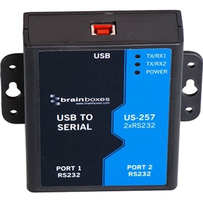 Brainboxes 2 Port RS232 USB to Serial Adapter (us257)