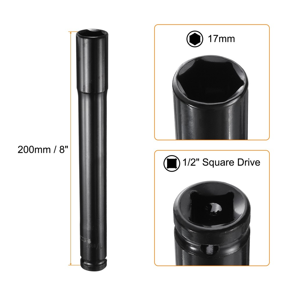 Deep Impact Socket 1/2" Drive 17mm Metric 6 Point Socket 200mm Extra Long