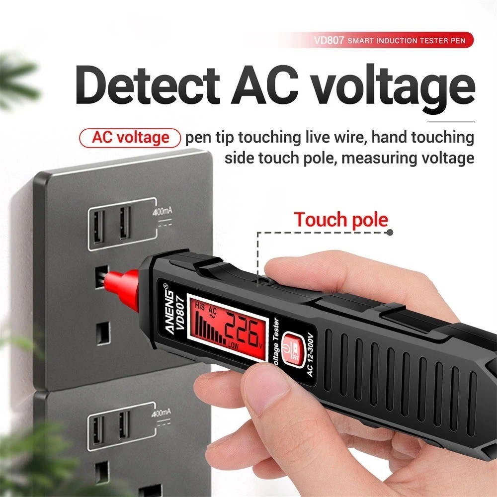 AC Voltage Tester 12-300V Digital Dual Display Electric Detector Tool