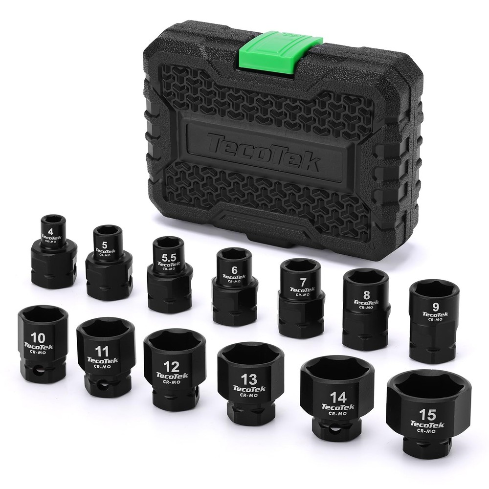 13Piece 1/4Inch Drive Metric Low Profile Impact Socket Set, Stubby Socket Set...
