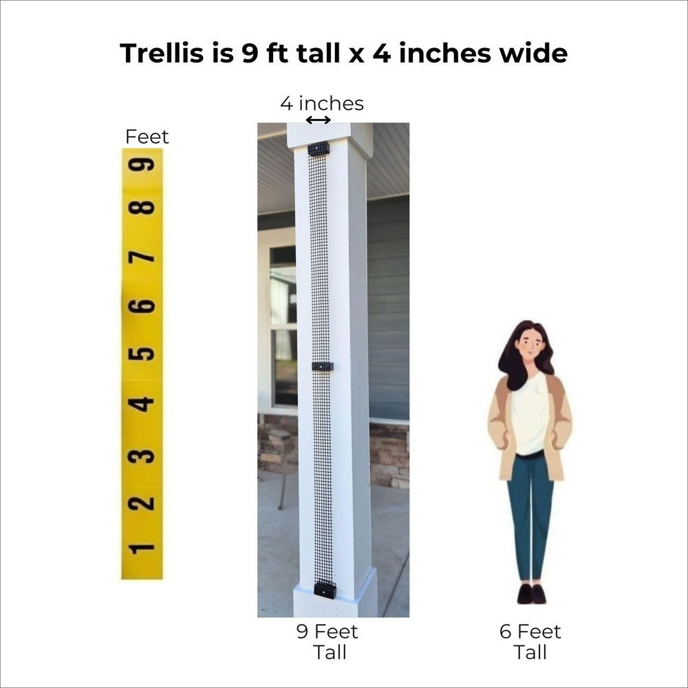 Narrow Trellis for Deck Posts and Flat Sided Mailbox Posts, HDPE Mesh for Cle...