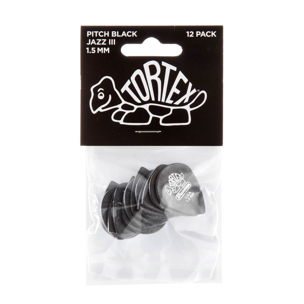 Dunlop 482P1.5 TORTEX® Pitch Black Jazz III Picks