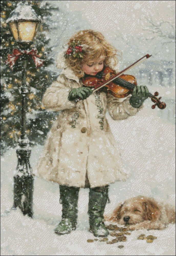 Melody in the Snow - Chart Counted Cross Stitch Patterns Needlework DMC Color