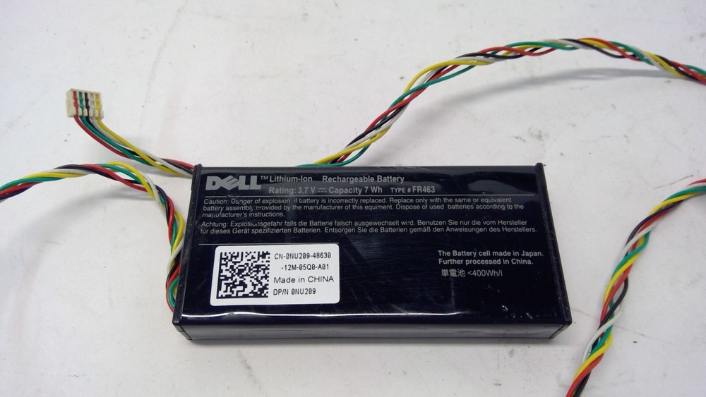 Dell Battery FR463 3.7V Lithium-Ion RAID Controller Battery 0NU209 W/ Cable
