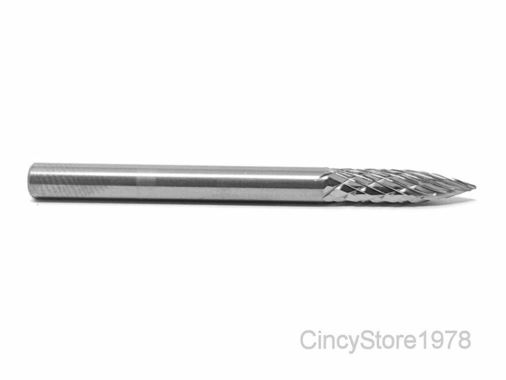 SG43D Tree Shape SOLID Carbide Burr Bur Cutting Tool Die Grinder Bit 1/8"