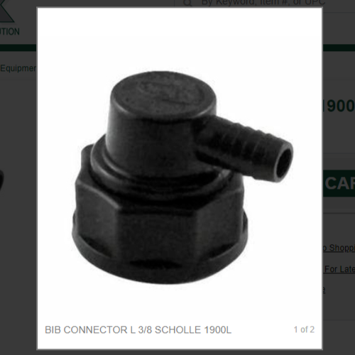 BIB CONNECTOR L 3/8 SCHOLLE 1900L, # 202004