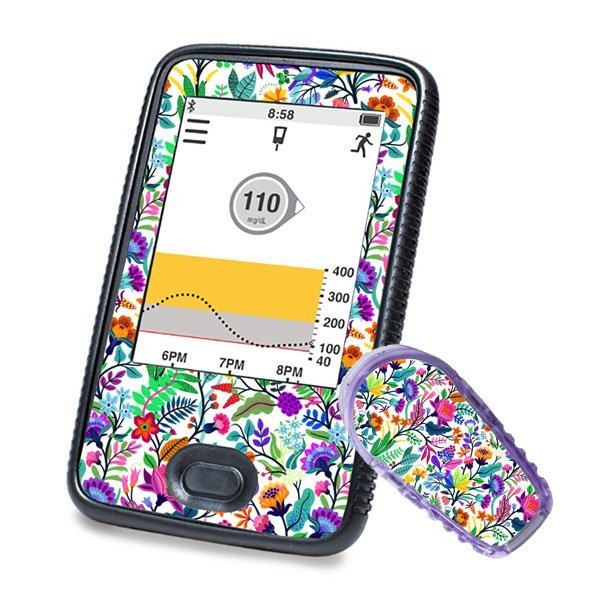 Sticker for Dexcom G6 Sticker (Receiver + Transmitter) - Happy Flowers By