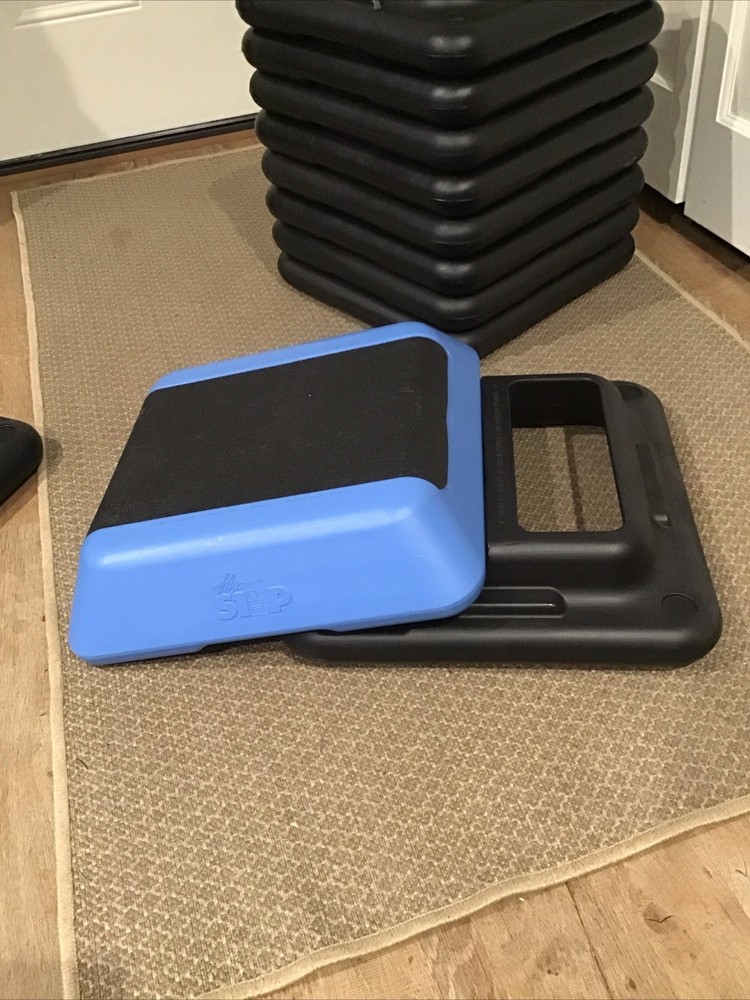 Set of 11 The Step Aerobics Platform & 10 Riser Steps Square w/ Angle Risers