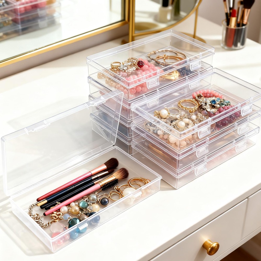 Thintinick 8 Pack Rectangular Clear 6.5 x 3.74 x 1.18 inch, Transparent