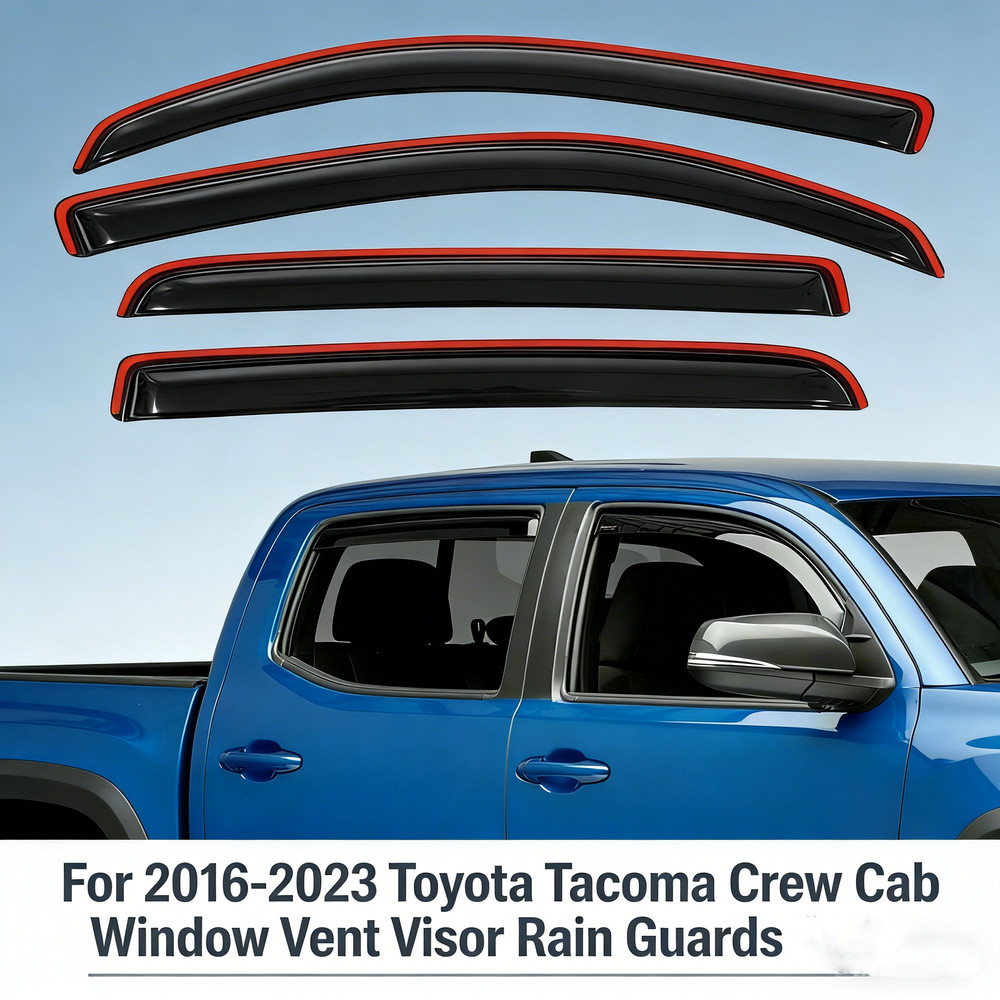 For 2016-2022 2023 Toyota Tacoma Crew Cab Window Vent Visor Rain Guards 4PCS