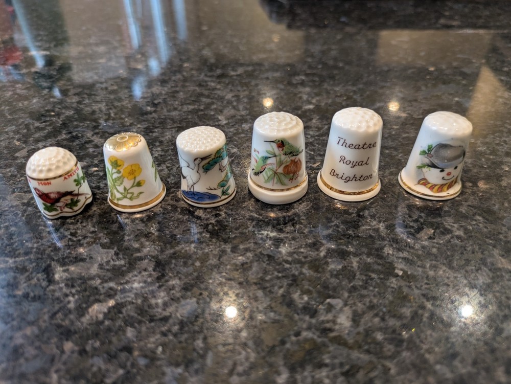 48 Decorative Thimbles in Display Case