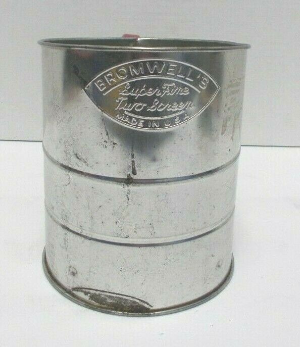 VTG BROMWELL'S Super Fine 2 Screen Red Squeeze Handle Sifter