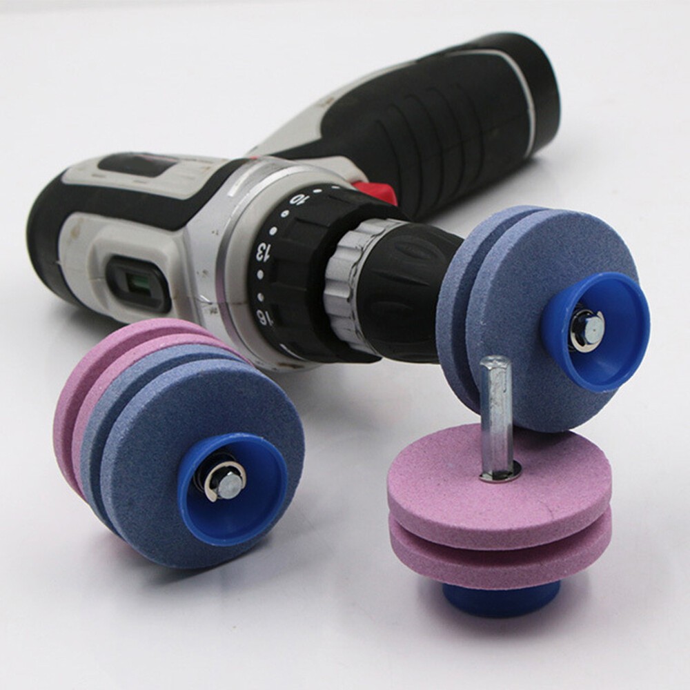 Double Layer Lawnmower Blade Power Rig Grinder Wheel Grindstone Knife Sharpener