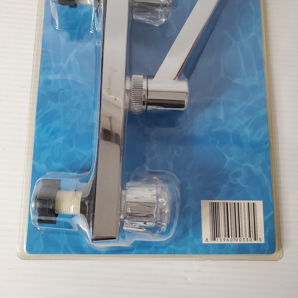Kitchen Sink Faucet 8" Chrome Plated Clear Plastic Knobs New Altocraft